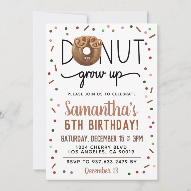 Christmas Doughnut Grow Up Birthday Invitation (Front)