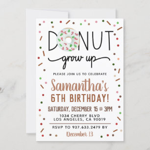 Christmas Doughnut Grow Up Birthday Invitation