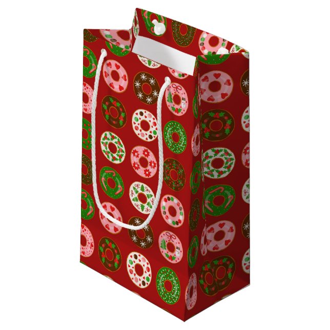 Christmas Doughnut Holiday Treat Pattern Small Gift Bag (Front Angled)