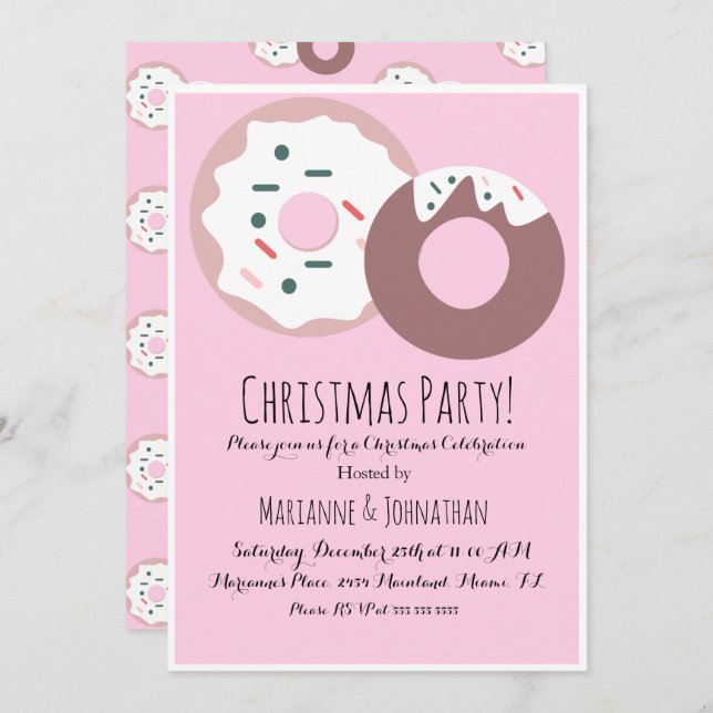 Christmas Doughnut Sprinkles Holiday Theme Invitation (Front/Back)