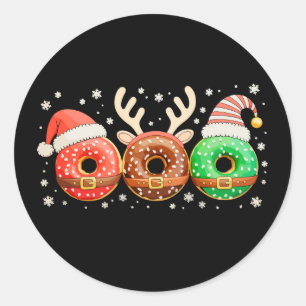 Christmas Doughnuts Santa Reindeer Xmas Doughnut Classic Round Sticker