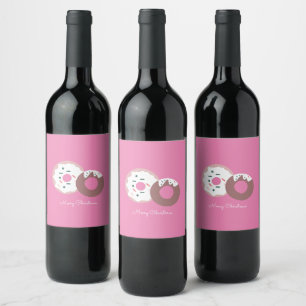 Christmas Doughnuts Sprinkles Bakery Merry Christ Wine Label