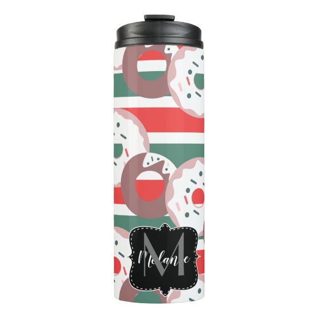 Christmas Doughnuts Sprinkles Frosted Monogram Nam Thermal Tumbler (Front)