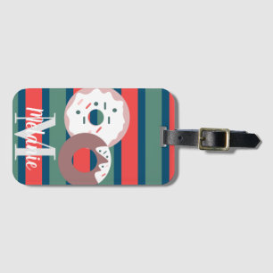Christmas Doughnuts Stripes Sprinkles Luggage Tag