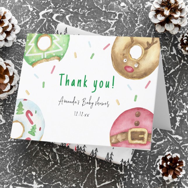 Christmas doughnuts Thank you baby shower  Card (Creator Uploaded)