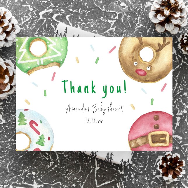 Christmas doughnuts Thank you baby shower  Card (Creator Uploaded)