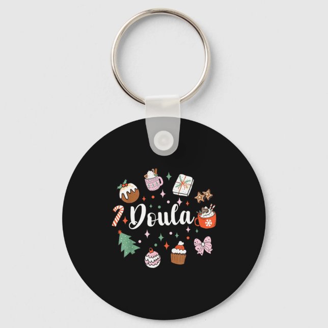 Christmas Doula Midwife Birth Worker Stpartum Xmas Key Ring (Front)