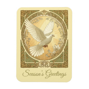 Christmas Dove Art Nouveau Aesthetic Design Magnet