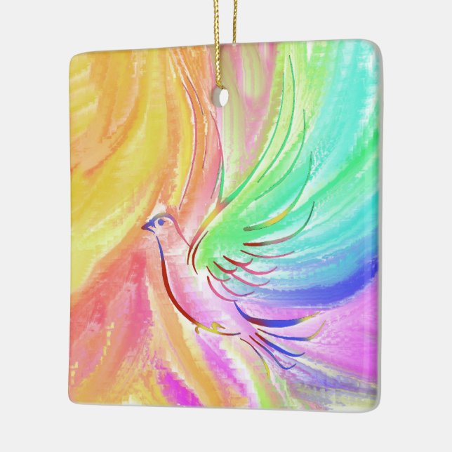 Christmas Dove Ceramic Ornament (Left)