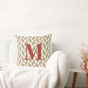 Christmas Dove INITIAL Peace Love Joy Holiday Cushion