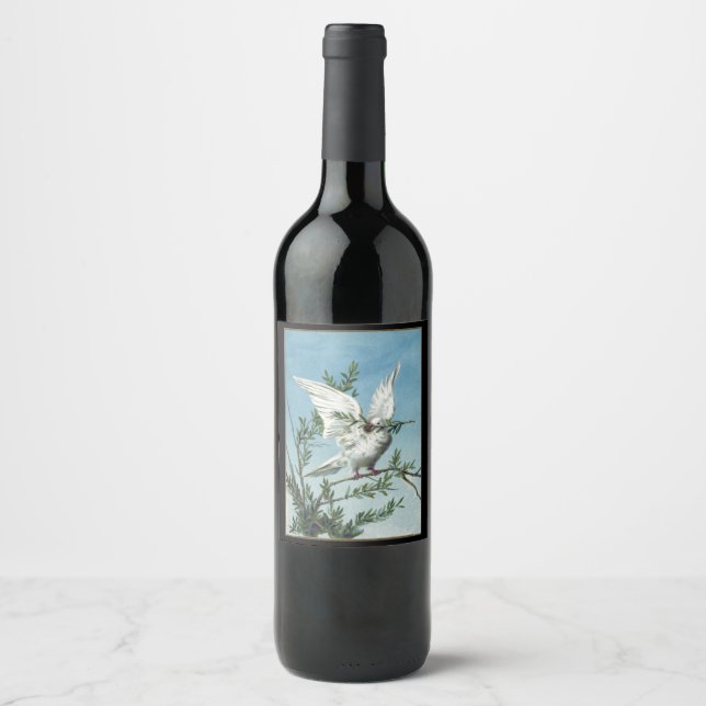 Christmas Dove of Peace Wine Bottle Label (Front)