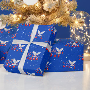Christmas Doves with Inspiring Holiday Text Wrapping Paper