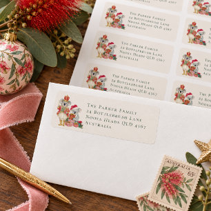 Christmas Down Under Festive Aussie Koalas Return Address Label