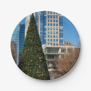 Christmas Downtown Dallas Paper Plate