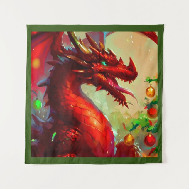 Christmas Dragon 1 Tapestry (Front)