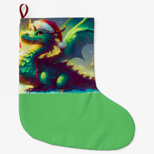 Christmas Dragon 3 Large Christmas Stocking