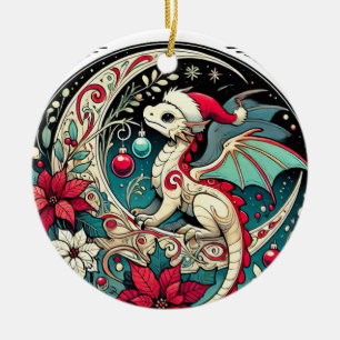 Christmas Dragon Ceramic Ornament
