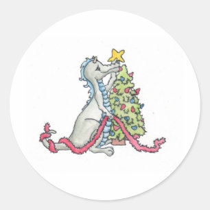 Christmas Dragon Classic Round Sticker