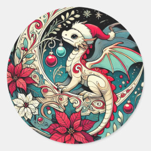 Christmas Dragon                                   Classic Round Sticker
