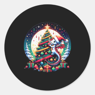 Christmas Dragon Decorates Christmas Tree - Merry Classic Round Sticker