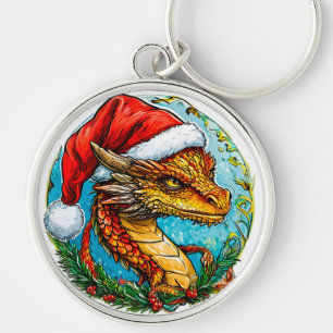 Christmas dragon key ring