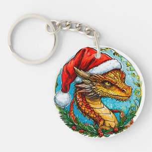 Christmas dragon key ring