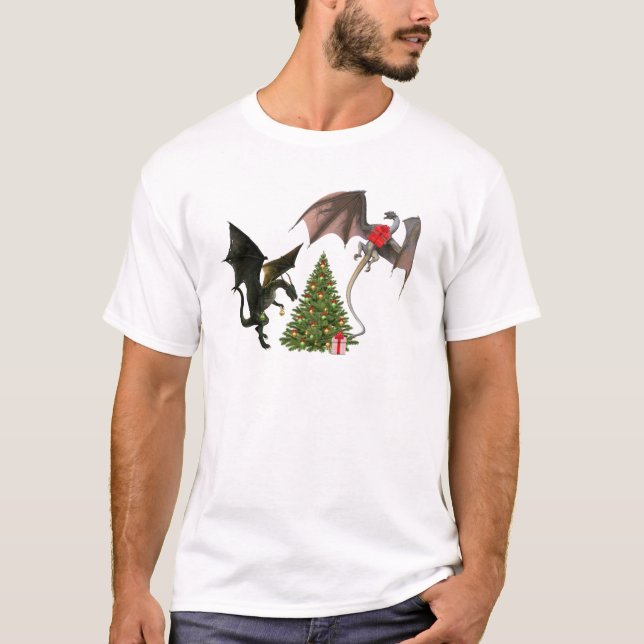 Christmas Dragon Mythical Holiday T-Shirt (Front)