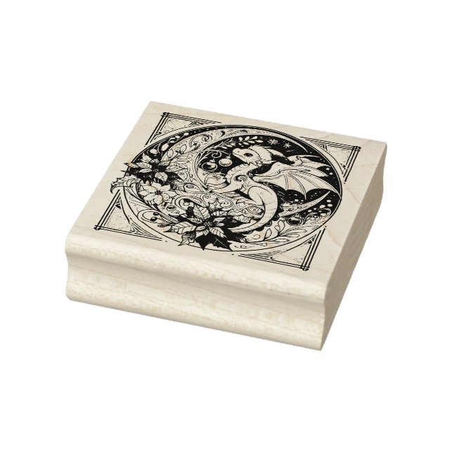 Christmas Dragon Rubber Stamp (Stamp)