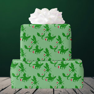 Christmas Dragon Santa Claus Wrapping Paper