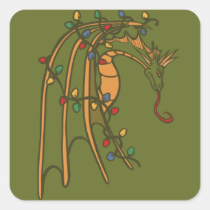 Christmas Dragon Square Sticker