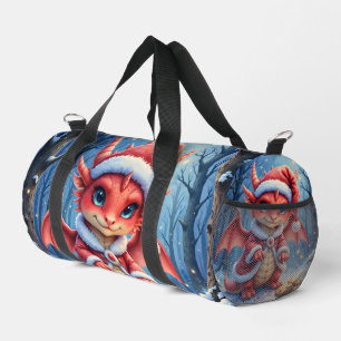 Christmas dragon, too cute to arrest, duffle bag