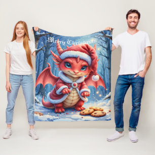Christmas dragon, too cute to arrest,  fleece blanket