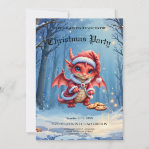 Christmas dragon, too cute to arrest, invitation