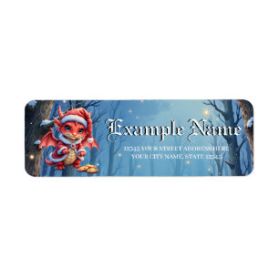 Christmas dragon, too cute to arrest return address label