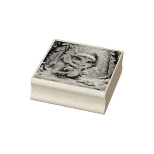 Christmas dragon, too cute to arrest, rubber stamp