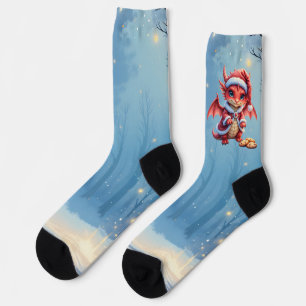 Christmas dragon, too cute to arrest, socks