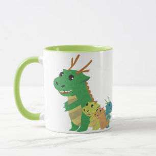 Christmas Dragon With Little Dragons Mug