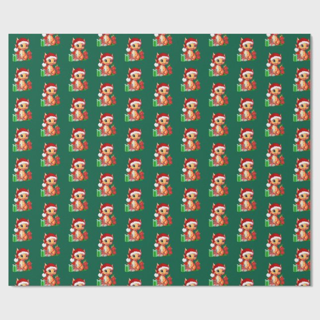 Christmas Dragon Wrapping paper (Flat)
