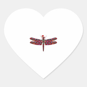 Christmas Dragonfly Heart Sticker