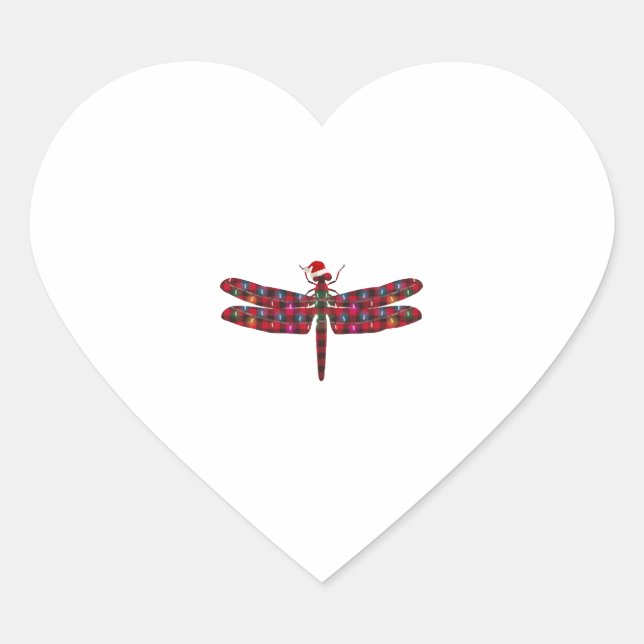 Christmas Dragonfly Heart Sticker (Front)