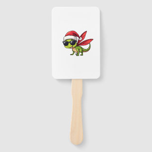 Christmas Dragonfly Santa Hat Funny Xmas Kids Hand Fan