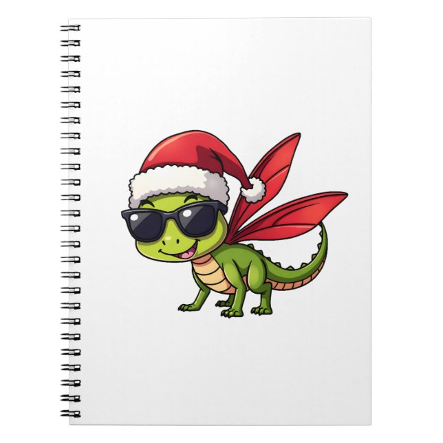 Christmas Dragonfly Santa Hat Funny Xmas Kids Notebook (Front)