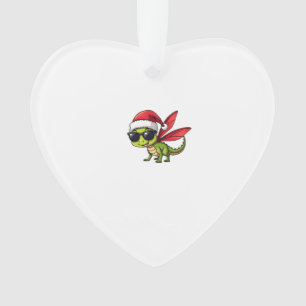 Christmas Dragonfly Santa Hat Funny Xmas Kids Ornament