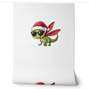 Christmas Dragonfly Santa Hat Funny Xmas Kids Wallpaper