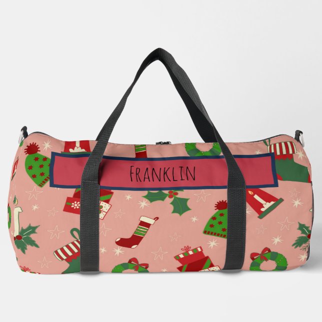 Christmas Drawing I Custom Name  Duffle Bag (Front)