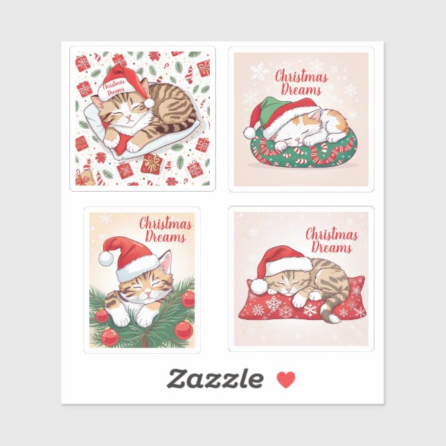 Christmas Dreams - Sleeping Kittens in Santa Hat (Sheet)