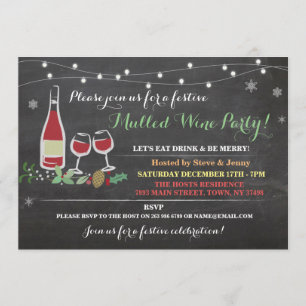 Christmas Drink Mulled Wine Merry Ice Party Invite