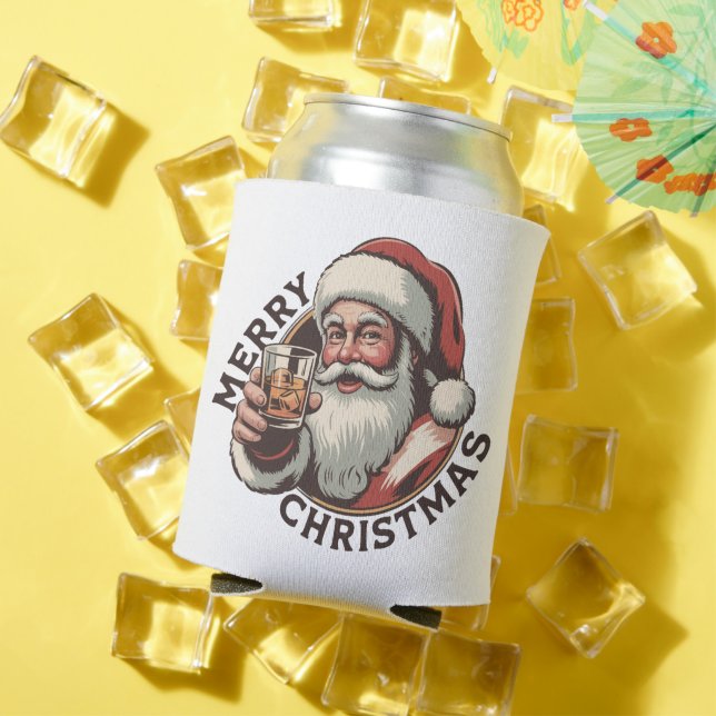 Christmas Drinking Bourbon Party Whiskey Lover  Can Cooler (In Situ Summer)