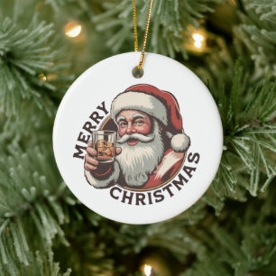 Christmas Drinking Bourbon Party Whiskey Lover Ceramic Ornament