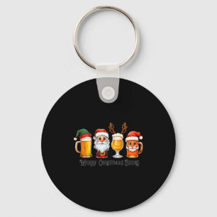 Christmas Drinking Merry Christmas Santa Beer  Key Ring